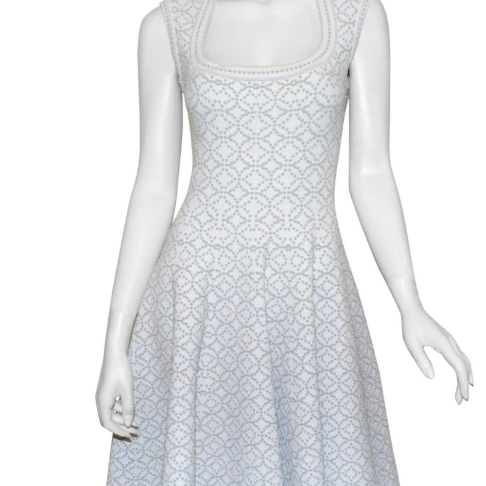 Alaia White, Silver Fit and Flare Dress